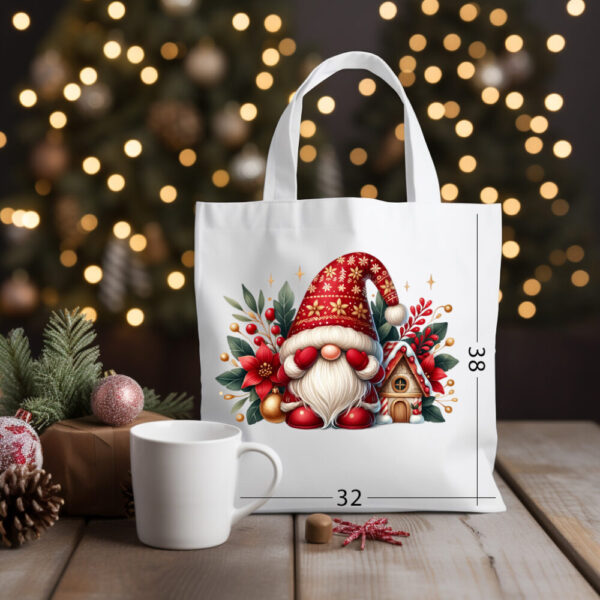 CHRISTMAS GNOME 06 Katoenen tas met kerstontwerp 21