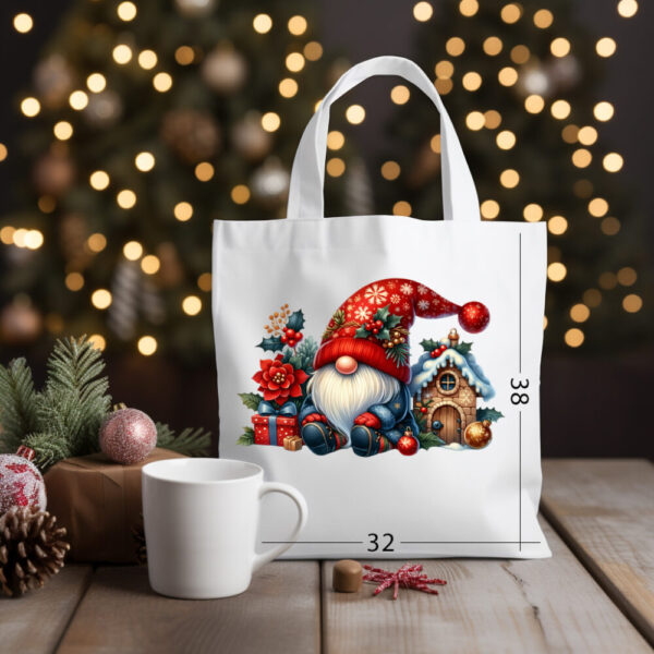 CHRISTMAS GNOME 07 Katoenen tas met kerstontwerp 20