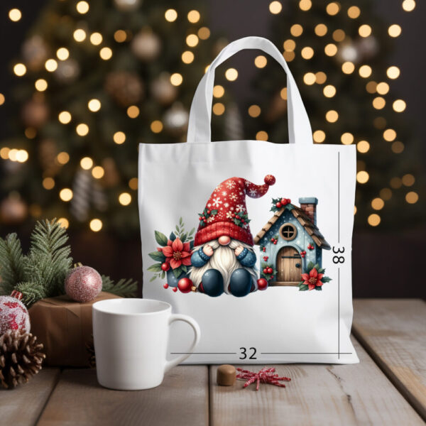 CHRISTMAS GNOME 09 Katoenen tas met kerstontwerp 18