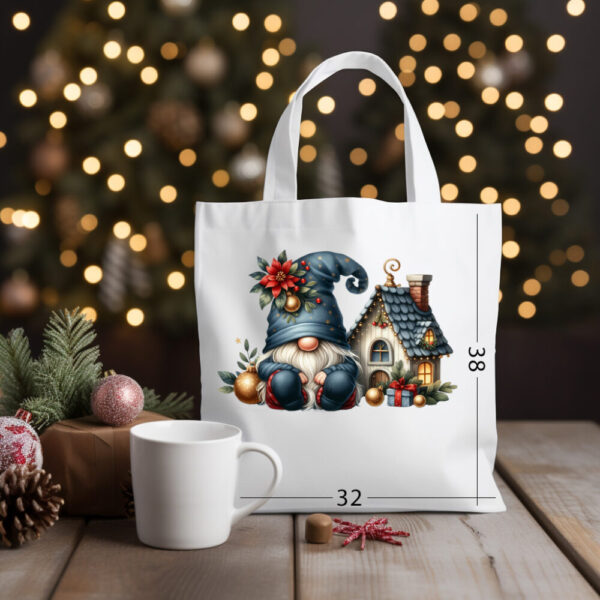 CHRISTMAS GNOME 10 Katoenen tas met kerstontwerp 16