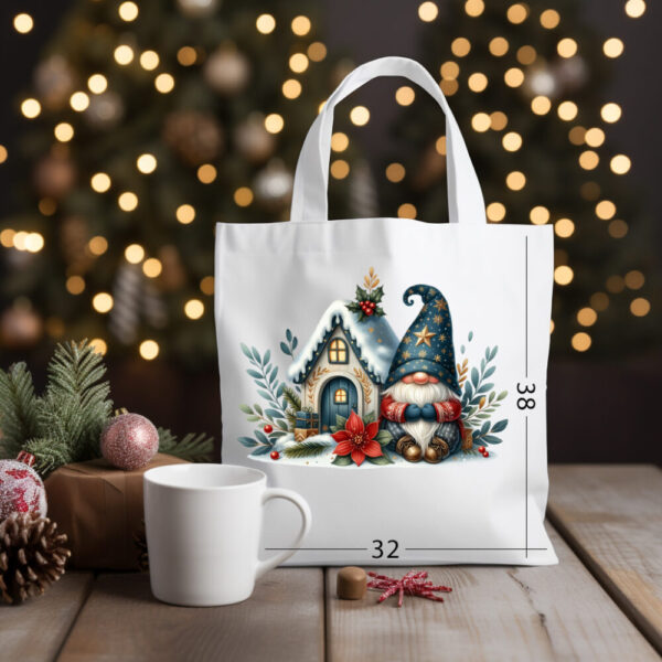 CHRISTMAS GNOME 12 Katoenen tas met kerstontwerp 12