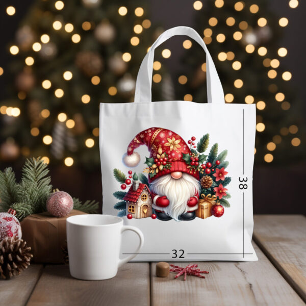 CHRISTMAS GNOME 14 Katoenen tas met kerstontwerp 08