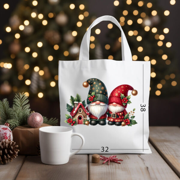 CHRISTMAS GNOME 15 Katoenen tas met kerstontwerp 06