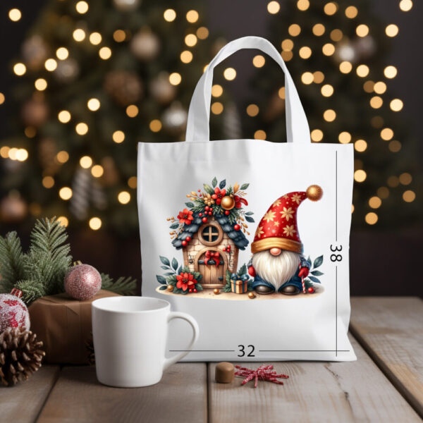 CHRISTMAS GNOME 16 Katoenen tas met kerstontwerp 04