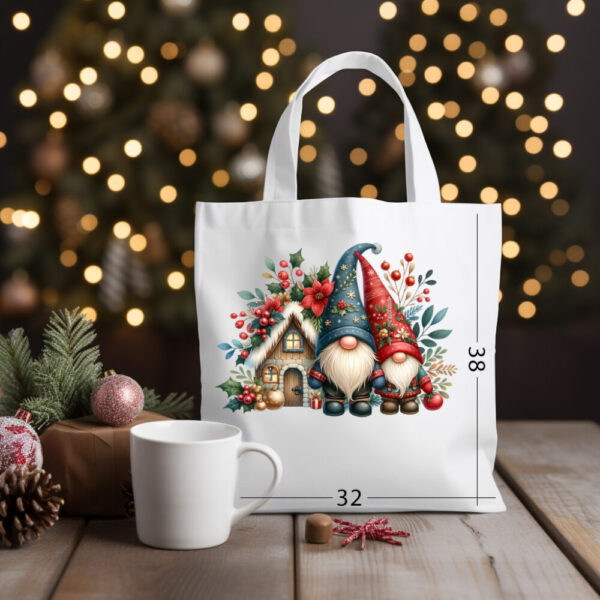 CHRISTMAS GNOME 17 Katoenen tas met kerstontwerp 02