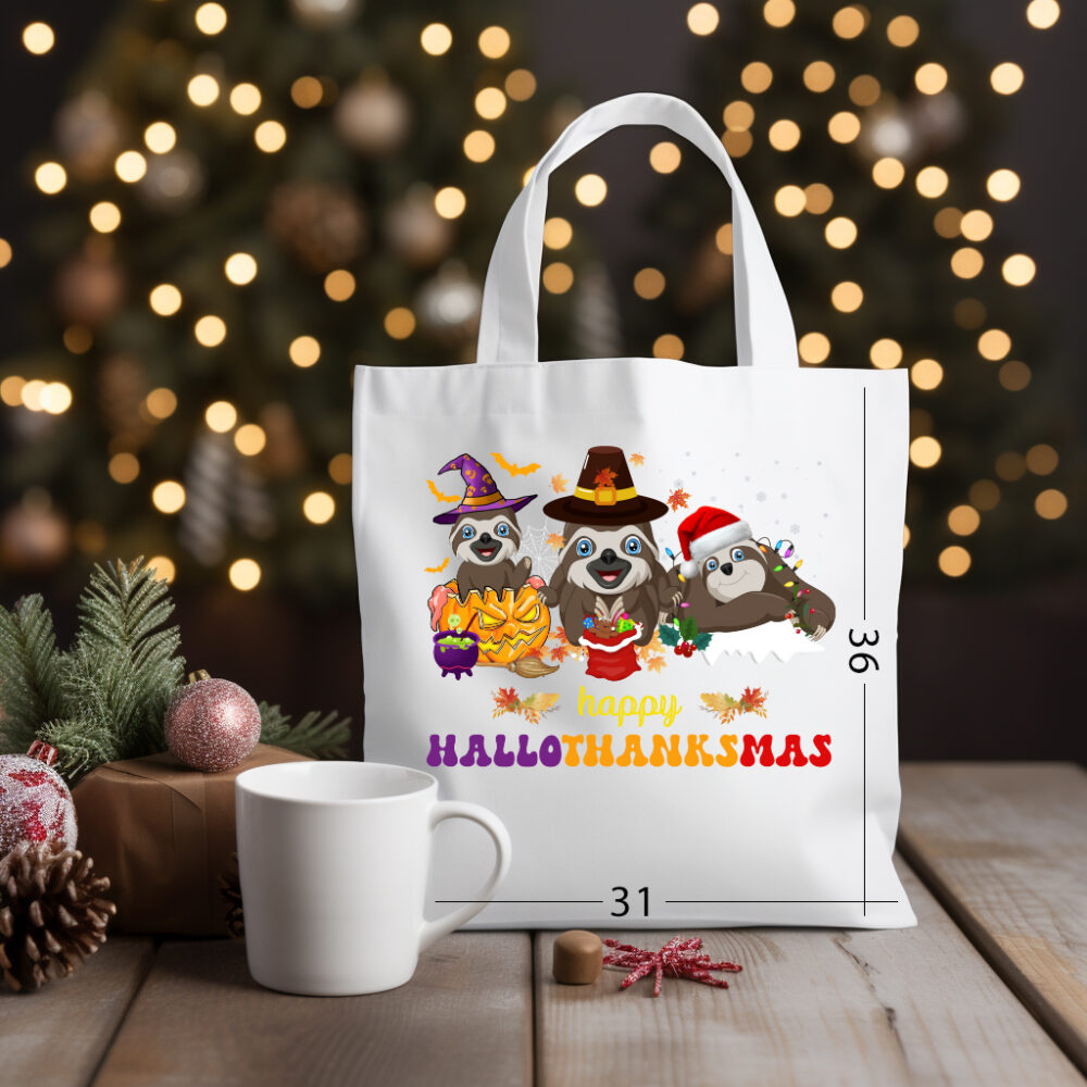 Happy Hallothanksmas 03 Katoenen tas met kerstontwerp 13