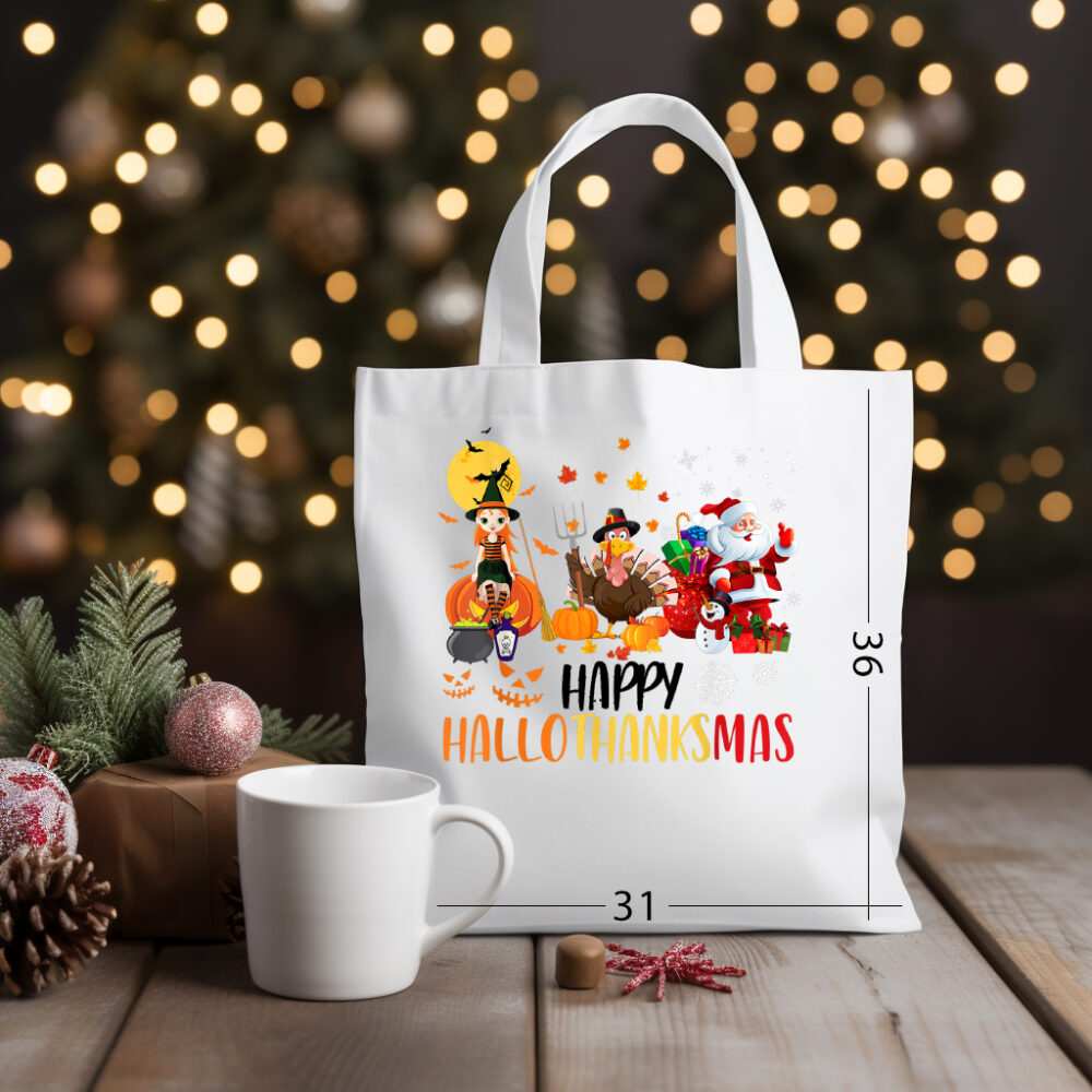 Happy Hallothanksmas 06 Katoenen tas met kerstontwerp 07