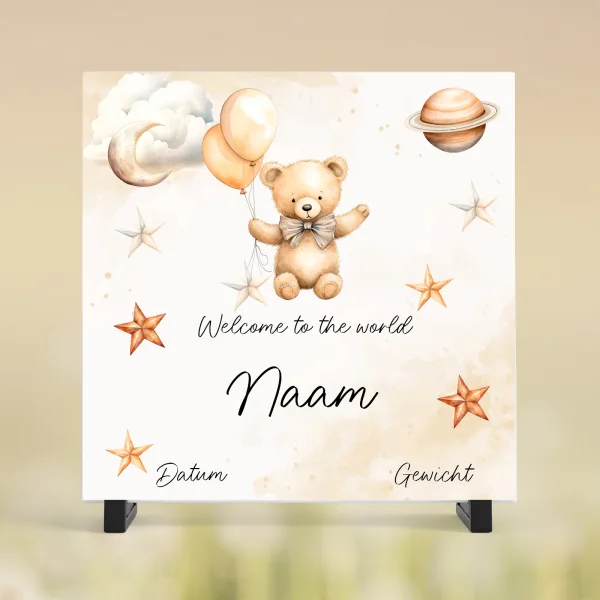 geboorte tegeltje beige beertje