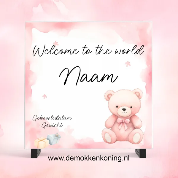 tegeltje geboorte roze geboorte tegel roze