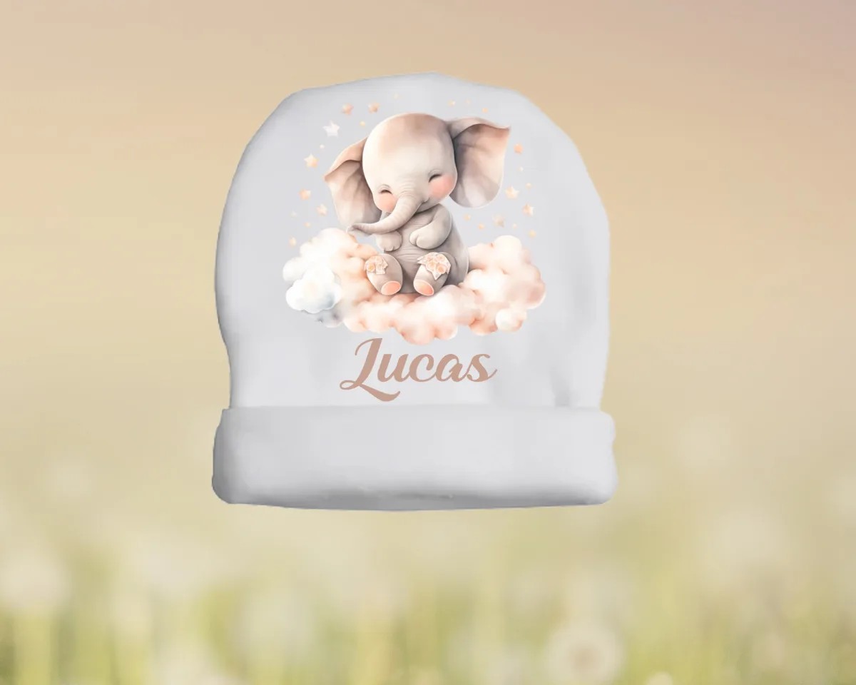 Mutsje beige mockup Baby mutsje Fleece Roze