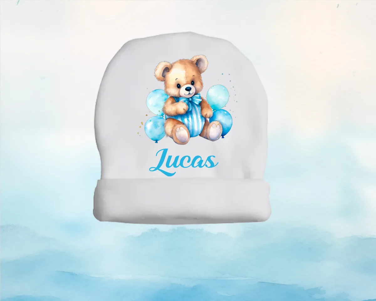 Mutsje blauw mockup Baby mutsje Fleece Roze